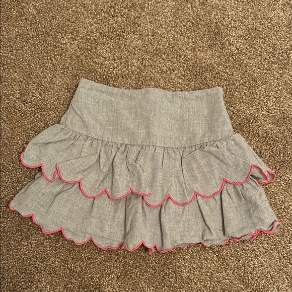 Janie and Jack Other - JANIE AND JACK Gray Ruffled Skirt with Pink Trim 12-18M